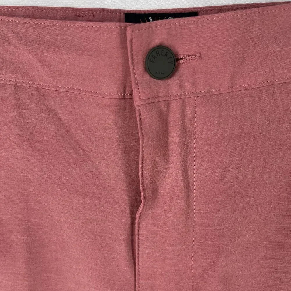 Faherty All Day Shorts Men's 34 Drawstring Chino 7 Inseam Stretch Dark Pink